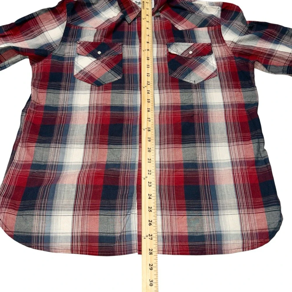 Levis Western Pearl Snap Plaid Shirt Mens Medium Cowboy Rodeo Cotton Blend‎